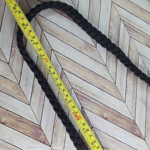 Danielle Nicole Macrame Crochet Black Bag With Wood Handle & Crossbody Strap - Picture 14 of 14